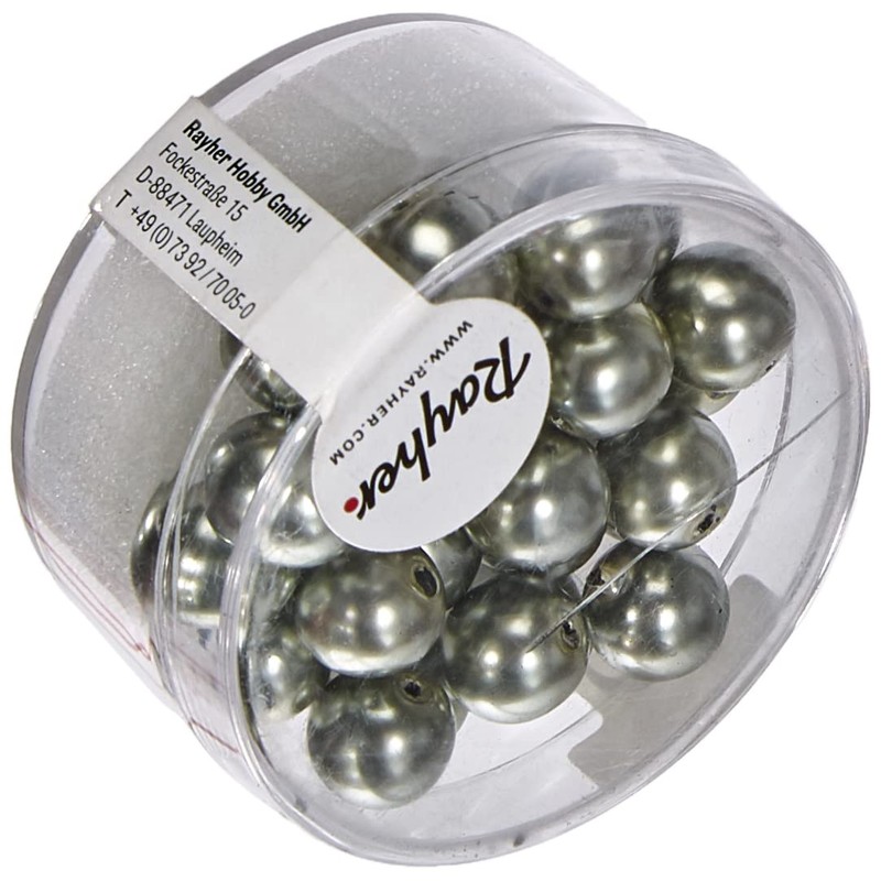 Rayher Hobby Rayher 14402607 Renaissance Glaswachsperlen, 8mm Ø, altsilber, Dose