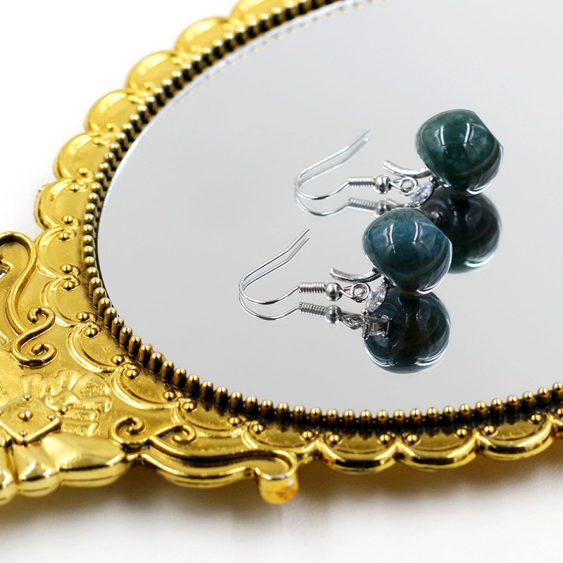 JunyiDIY 3D Fruit Earrings | Zircon and Indian Agate Leaf