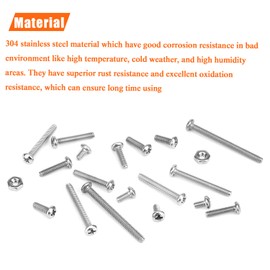 HELIFOUNER 240 PCS Phillips #2-56 Flat Head Machine Screws and Nuts Assortment Set, Coarse Thread, Fully Machine Threaded, 304 Stainless Steel