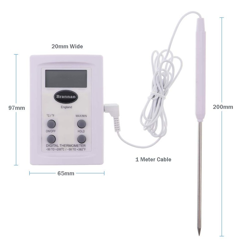 Digital Probe Thermometer with Max Min Temperature Memory Feature Wide