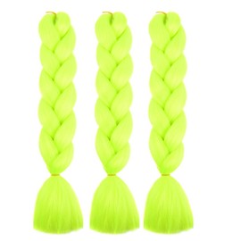 BALINGHAIR Braiding Hair Extensions Yellow Green Braids Hair Hot Water Setting (A22-3Packs)