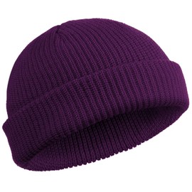 SATINIOR Trawler Beanie Watch Hat Roll-up Edge Skullcap Fisherman Beanie for Women Men(Purple,1 Piece)