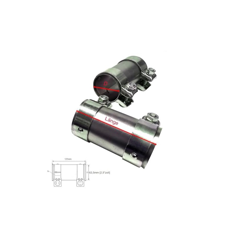 Universal Pipe Connector with Double Clamp for Exhaust System 125
