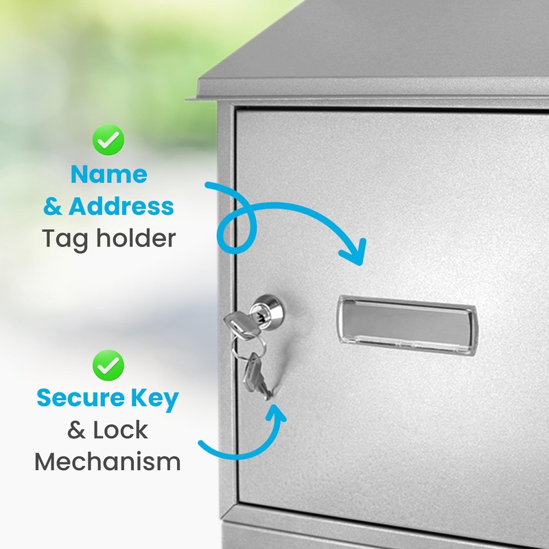 SereneLife Modern Large Capacity Mailbox | Lockable Wall Mount Mail