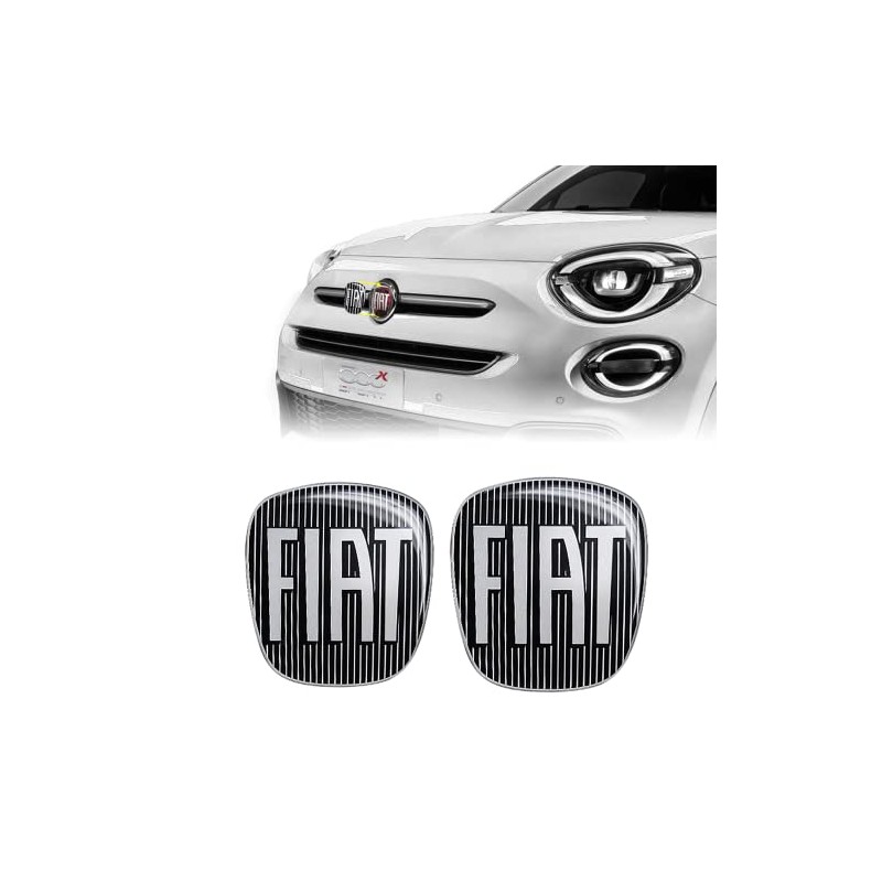 Fiat 14186C-14187A 3D Sticker Logo 500X, Black, 2 Pieces, Front