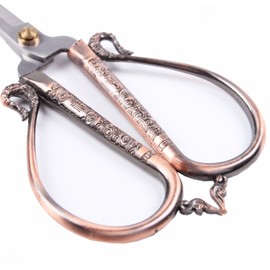 BIHRTC 6.3 Inches Vintage Style Stainless Steel Auspicious Clouds Scissors Sewing Shears DIY Tools for Needlework,Embroidery, Sewing, Craft, Art Work & Everyday Use (Copper)