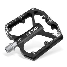 MZYRH Mountain Bike Pedals MTB Pedals, 9/16 Inch 3 Bearing Bicycle Pedals, Non-Slip Lightweight Aluminium Alloy Bicycle Platform Pedals for Mountain Bike, Road Bike (Black)
