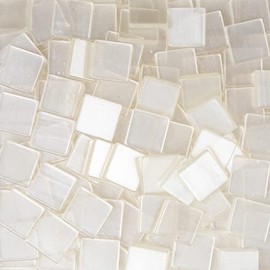 100pcs/25g Resin Glass Square Mosaic Tiles for Crafts, Colorful Stained Glass Pieces for Mosaic Projects, 1x1 cm (Transparent White)