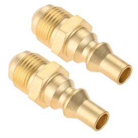 Hicello 2pcs 3/8" Male Flare to 1/4" Quick Connect Plug Brass Natural Gas Quick Connect Fitting Universal for RV Gas Supply, Heater, Grill Fire Pit Propane Extension Hose Hook Connecting Gas Appliance