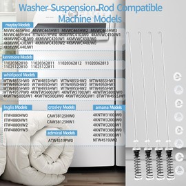 Upgraded WTW4850HW1 WTW4855HW1 WTW4955HW1 Washer Suspension Rods Fit for Whirlpool Maytag Washer WTW4855HW2 WTW4855HW3 WTW4950HW0 MVWC465HW3 WTW4655JW1 WTW4950HW1 WTW4950HW2 WTW4955HW2 WTW4955HW3
