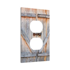 Rustic Old Wooden Garage Door Duplex Outlet Covers Light Switch Cover Decorative Wall Plate Electrical Faceplate 5" x 3" Switch Plate Cover Standard Size for Bathroom Kitchen Living Room Decor