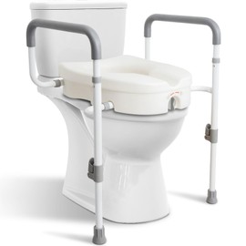 WeHwupe Raised Toilet Seat with Handles for Seniors, 5-inch Rise