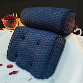 4D Bath Pillow, Soft and Comfortable, Quick-Drying Material, Anti-Slip and Skin-friendly Bath, Bathtub, Pillow, Goods, Bath Pillow, Neck Pillow (Navy Blue, 4D)