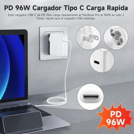 Autbye Cargador Tipo C, Súper Rápido Cargador Tipo C, 96W Cargador USB C Carga Rapida con 1,8M Cablé 6A, Admite una Amplia Gama de Protocolos de Carga Rápida,para Pad,Mac,Todos los Dispositivos Tipo-C