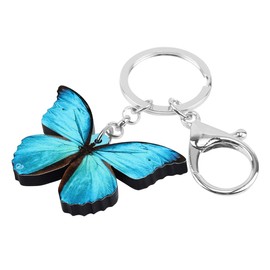 DUOWEI Llavero de mariposa con diseño de insectos de acrílico para decoración de llaves de coche para mujeres, adolescentes y niñas, regalo, Azul / Patchwork, M