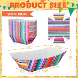 Engrowtic Mexican Paper Food Trays Disposable Snack Trays for Party Assembled Nacho Trays Food Boats Fiesta Party Supplies for Candy Hot Dog Cinco De Mayo Birthday Concession Stands（200 Pcs，2 lb）