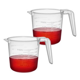 Amazing Abby - Molina - Unbreakable Plastic Measuring Pitcher (2-Pack), Food-Grade Measuring Jugs, 2-Cup Capacity (1/2-Quart), Stackable and Dishwasher-Safe, Great for Oil, Vinegar, Flour, More