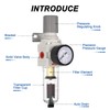 AIRZOE 1/4"NPT Air Filter Regulator Combo Piggyback,5 Micron Brass Element,