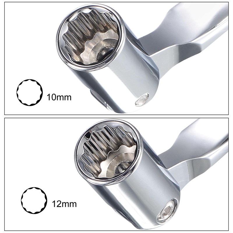 uxcell 12 Point Flexible Head Socket Wrench, 10mm x 12mm