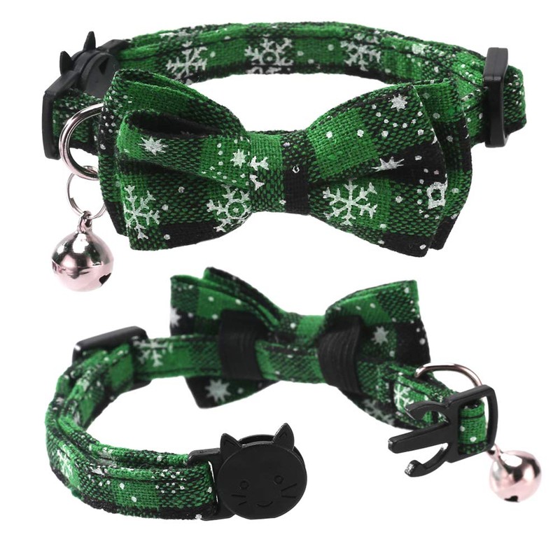 2 Pack/Set Christmas Cat Collar Breakaway with Cute Bow Tie