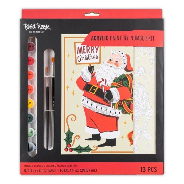 Brea Reese: Acrylic Paint-by-Number Kit - Santa - Easy Guided
