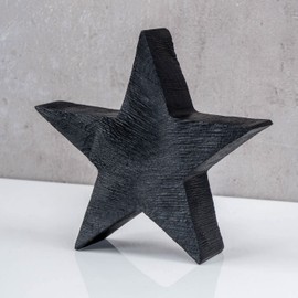 levandeo Decorative Wooden Star 14 cm Black Mango Decorative Table Decoration Mango Wood Decoration Stand Unique Wooden Star