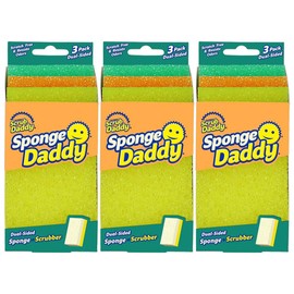 Scrub Daddy Modelo Sponge Daddy Fibra+Esponja 3 Paquetes de 3 Esponjas c/u