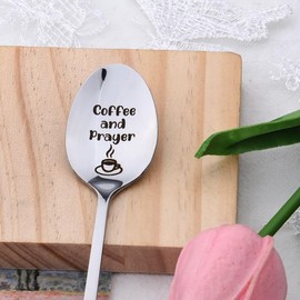 Christian Birthday Gifts for Daughter Son Religious Christening Gifts for Sister Brother Coffee Spoon Gift for Best Friend Coffee Lover Gifts for Bestie Coffee and Prayer Spoon Gifts for Christians