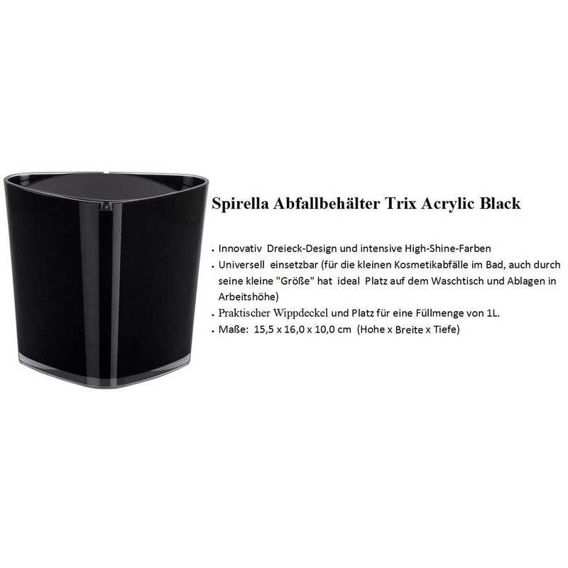 Spirella Trix Acrylic Bin, Black