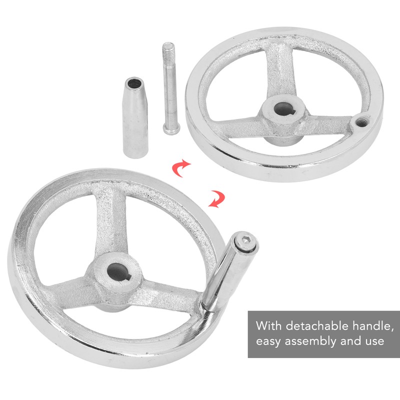 3 Spoke Hand Wheel with Revolving Handle Cast Iron Round