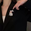 Shiny Rhinestone Rabbit Brooch Pin for Women Gold Plated Fashion