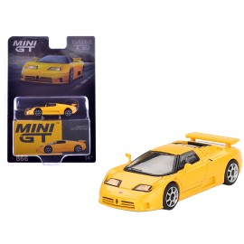 DCD Bugatti EB110 Super Sport Giallo Limited Edition 1/64 Mini GT Diecast Model Car in Bugatti Yellow Metal Functional Wheels