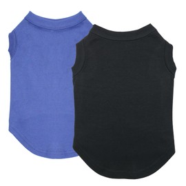Izefia 2 Pieces Dog Shirts Clothes 2pcs T Shirt for Small Dog Breathable Blank Shirts Cool Summer Cotton Tank Top Vest for Small Dog Puppy Medium Cat Black and Blue M