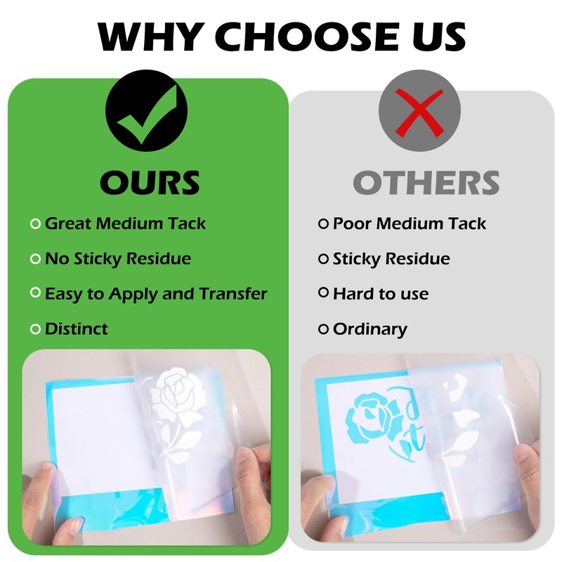 TECKWRAP Clear Transfer Tape for Vinyl, Medium Tack & Adhesive