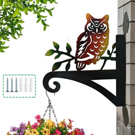 HOOEN Hanging Plant Bracket Owl Wall Mounted Plant Hangers Outdoor for Flower Pot Hangers,Hummingbird Feeder Hook,Indoor Windchime Hanger(Owl)
