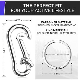 12 PCS Metal Keychain Carabiner Clip Keyring Key Ring Chain Clips Hook Holder Organizer for Car Keys Finder, Keychain Carabiner for Men and Women