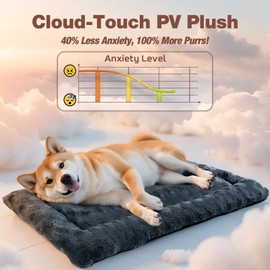 MORA PETS Extra Large Dog Bed Mat for 42 Inch Cage Pet Crate Mattress Pad Fluffy Pet Bedding Flat Dog Bed Cushion, 104x69cm, Dark Grey