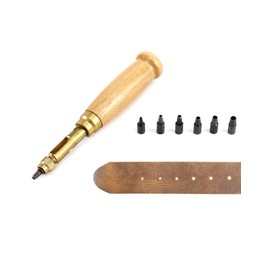 QWORK Screws Hole Punch, 6 Impact Head 1.5 mm, 2 mm, 2.5 mm, 3 mm, 3.5 mm, 4 mm, Adjustable Hole Punch, for Sewing Leather