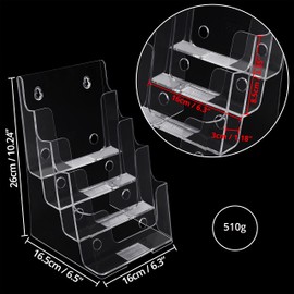 BELLE VOUS Multi-Tier Acrylic Literature Holder - 4 x A5 Pockets Clear Plastic Display Stand - Trifold Brochure Dispenser for Wall Mount or Desktop - Holds Leaflets, Flyers, Menus, and Pamphlets