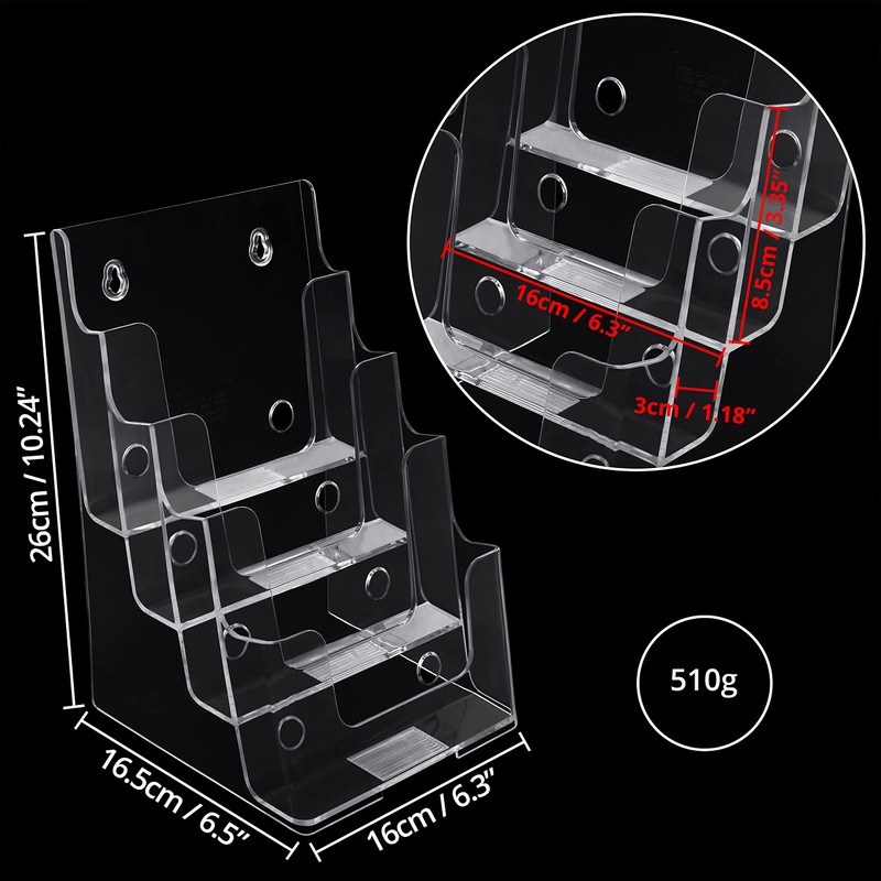 BELLE VOUS Multi-Tier Acrylic Literature Holder - 4 x A5