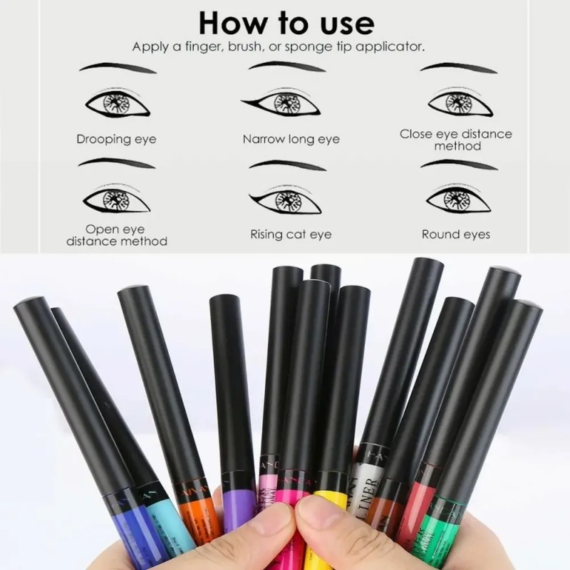 Delineador Líquido Mate para Ojos, Pack de 12 Colores de