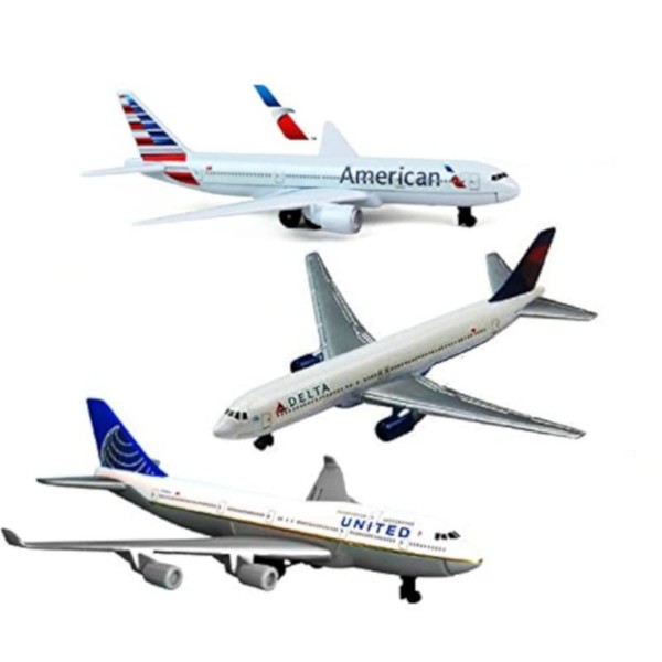 Daron American Airlines, Delta & United Airlines B747 Die-cast Planes - 3 Pack