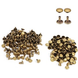 Juego de 100 remaches de latón de doble tapa, botones de metal antiguo para reparación de piel, manualidades, decoración, 8 mm x 8 mm/0.31 pulgada x 0.31pulgada