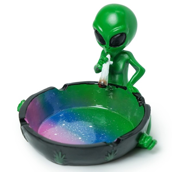 Auhafaly Gifts Alien Smoking Ashtray, 4 inches, Multicolor
