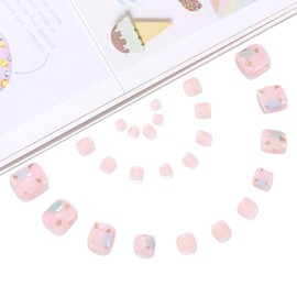 Handcess Ballerina False Toe nails Nude Press on Toe Nail Glossy Fake Toenails Full Cover Acrylic Toe Nail Art Tips for Women Girls 24Pcs