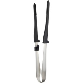 Shimomura Kougyou, Made in Japan, Yakipar! Scratch-resistant Yakiniku Tongs YP-218, Made in Sanjo City, Niigata, Silver/Black