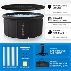 Ice Bath Tub XXL 312 Gal Portable & Inflatable Outdoor Group Pod XL Cold Plunge Tub for Athletes Recovery with Protective Cover, Manual Pump & Repair Patch for Versatile XXXL Cold Water Cryo Therapy