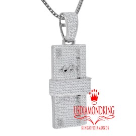 Usdiamondking $100 Bills Money Bundle Stacks Cash Charm Real White Gold Silver Pendent + Chain