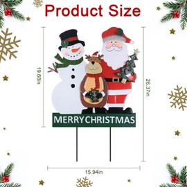 YEAHOME Outdoor Christmas Decorations, 3 Metal Snowman Santa Claus Deer Decorative Garden Stakes for Christmas Outdoor Yard, Xmas Signs for Home Outside Yard Lawn Porch Pathway Xmas Decor