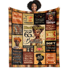African American 65Th Birthday Gifts for Women, Positive Encouragement Inspirational Bday Gift Blanket 60"X50", 65 Year Old Birthday Gifts for Black Lady Women Mom Sister Friend